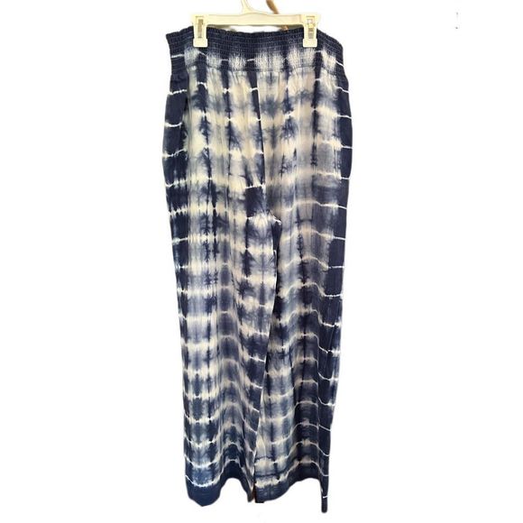 Anthropologie CLOTH & STONE Blue Tie Dye Wide Leg pant - size XL - Picture 2 of 3